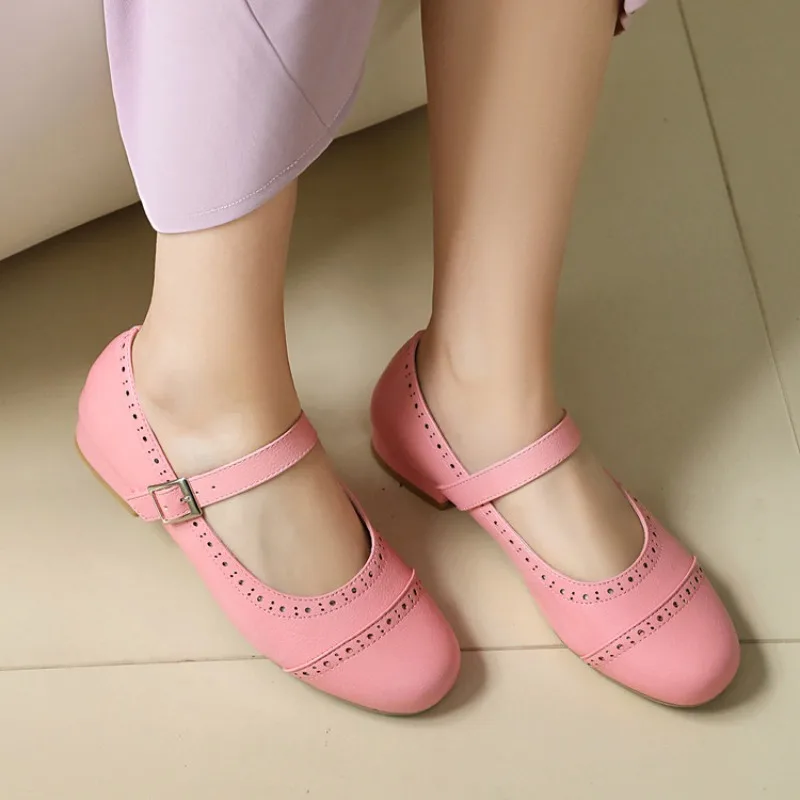 2026 Spring/Summer Fashion Pink Women's Round Head Low Heel Thick Soled Shoes Suitable for Office Women's Daily Wear view 6