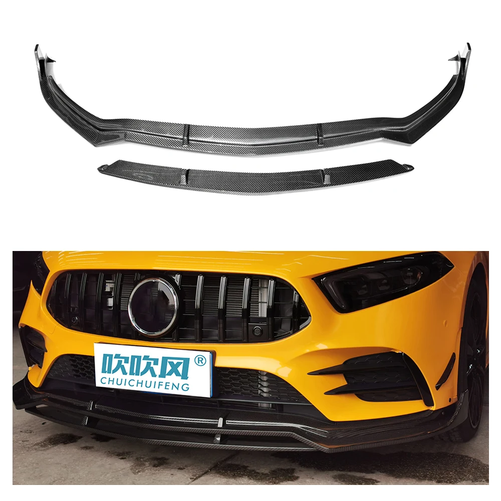 

Auto Tuning Car Bumpers Bodykit Dry Carbon Fiber Gloss Black Front Lips Diffuser Spoiler Splitter For Mercedes BENZ AMG A35