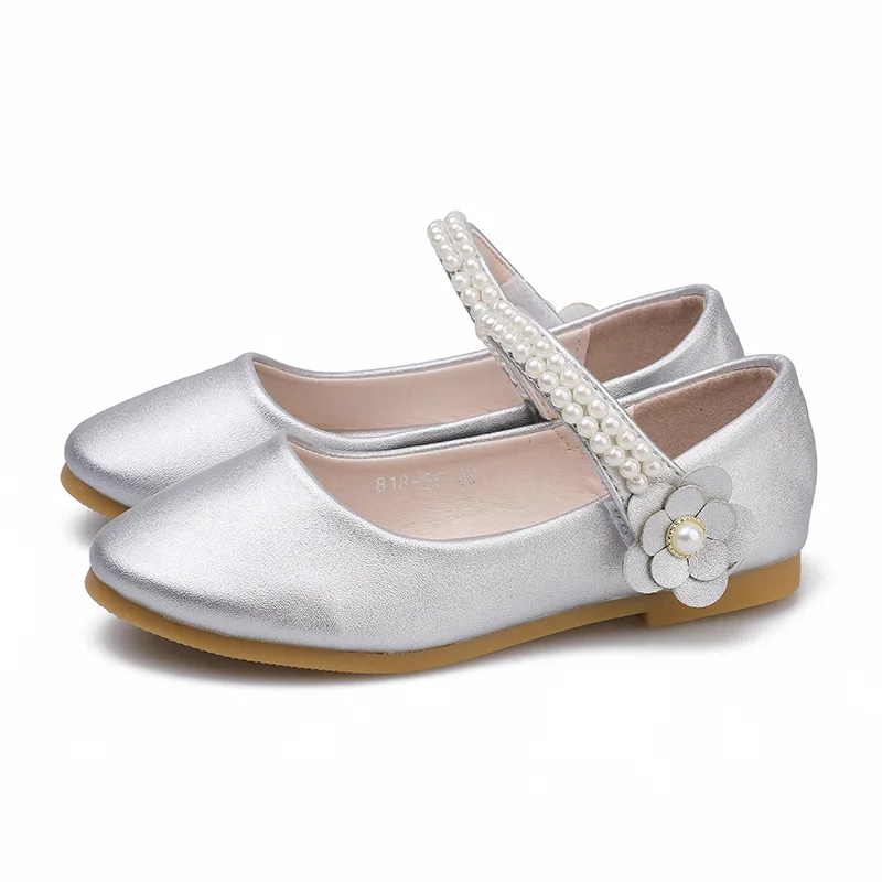 

Girls' Leather Shoes Princess Shoes New Children's Sweet Soft Sole Single Shoes Spring and Autumn Children's Pearls Shoes 25-34