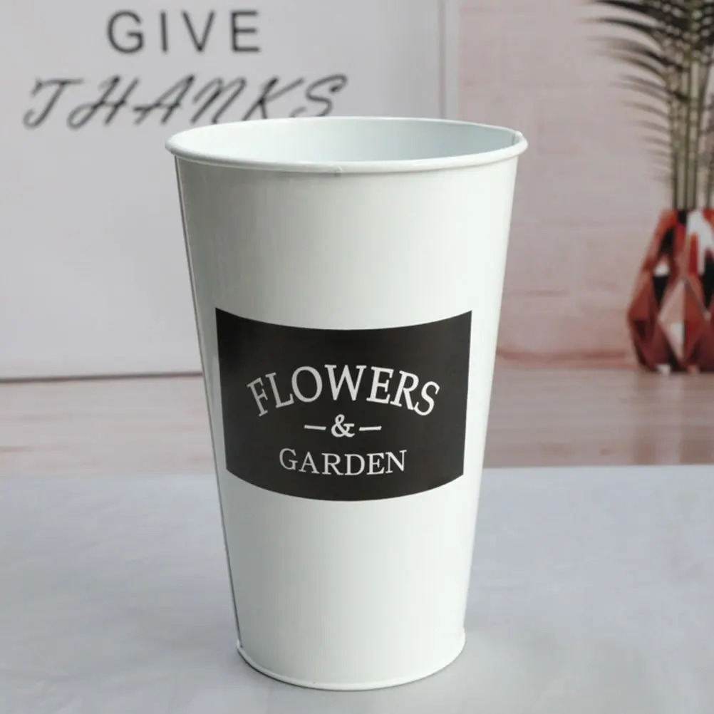 

2 pcs Iron Vase Bucket Flower Pot For Home Decor Rope Handle Tin Container Desktop Floral Arrangement Vintage Artistic Vase
