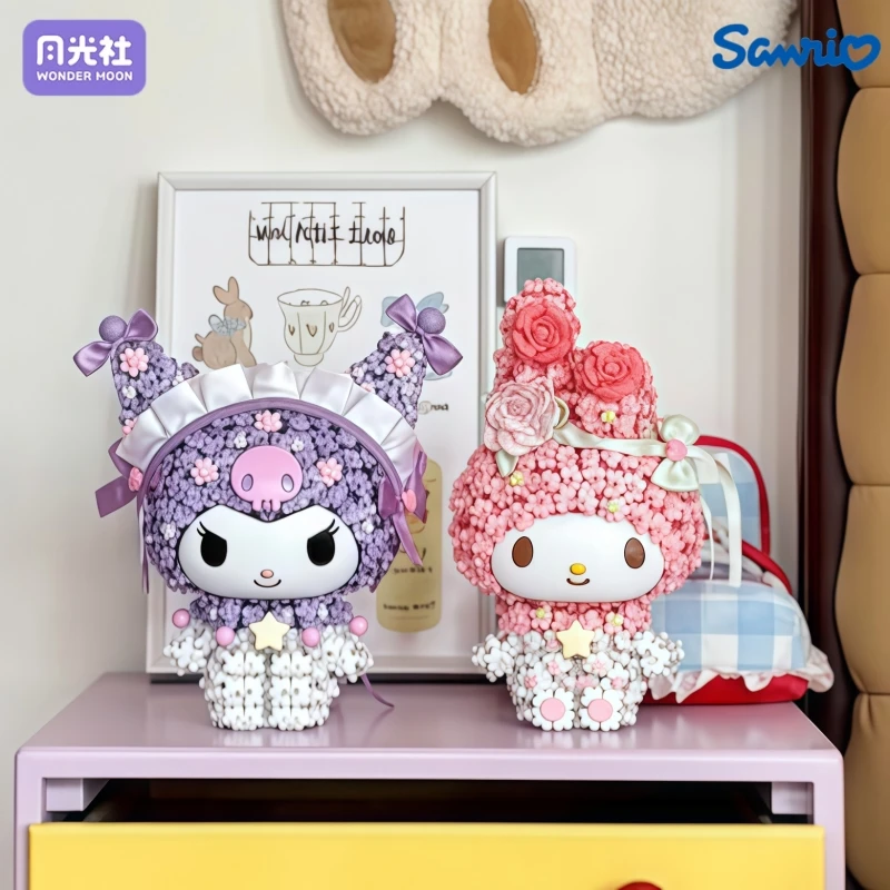 Sanrio Assembly Building Blocks My Melody Flower Cluster Kuromi General Anime Cartoon Toy Model Ornaments Children Holiday Gift