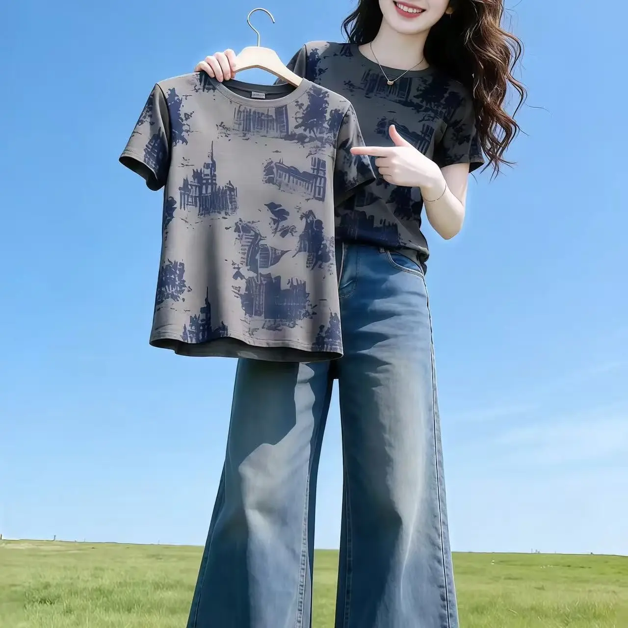 High-End European Style Short-Sleeve Women's T-Shirt Guangzhou Thirteenth Factory White  Design Cotton Summer Casual Wear