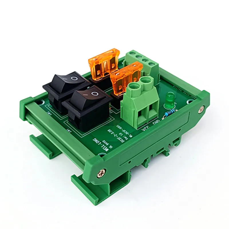 

DIN Rail Mount 2 Position Switch Power Distribution Module Fuse Splitter Board AC/DC 5-32V