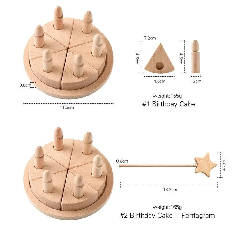 Simulazione di legno torta di compleanno giocattoli da cucina bambini fingono di giocare a casa giocattoli per la prima educazione giochi interattivi per bambini puntelli regalo