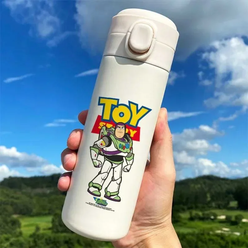 Disney Water Bottle Vacuum Cup Toy Story Buzz Lightyear Thermos Cup Woody Boy Cute Toy Story Pea Bounce Cap Water Bottle