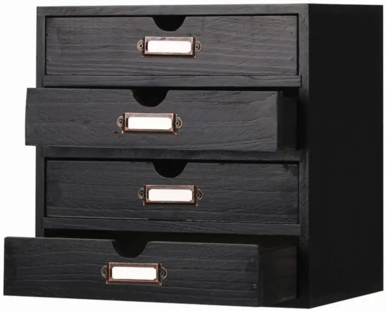 

Винтажный деревянный органайзер с 4 ящиками для офиса, украшений и принадлежностей для рукоделия