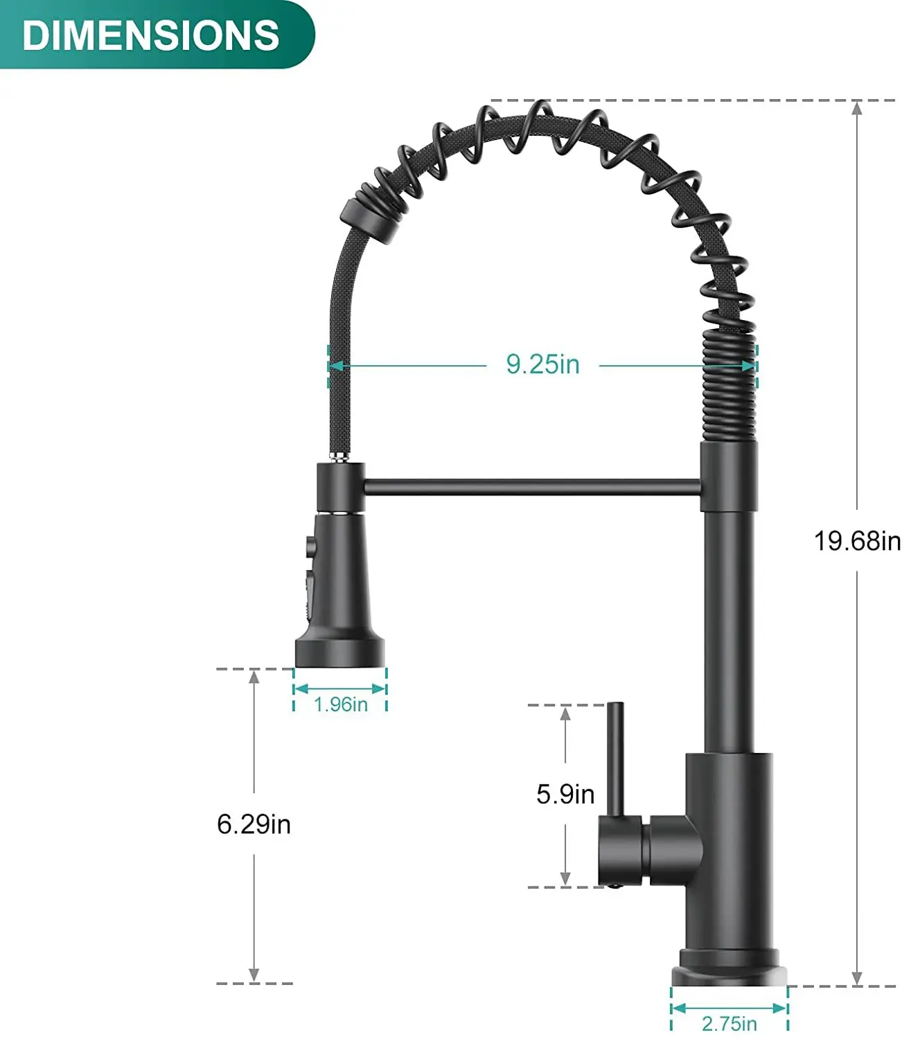 Black Spring Draw Faucet with Blade Three Mode Kitchen Draw Faucet