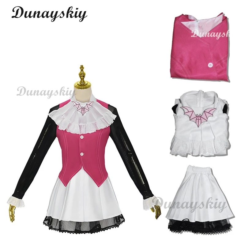 Monster Cos High: Draculaura przebranie na karnawał różowy garnitur wampirze Draculaura peruka Anime kobieta Cosplay kostiumy na Halloween buty