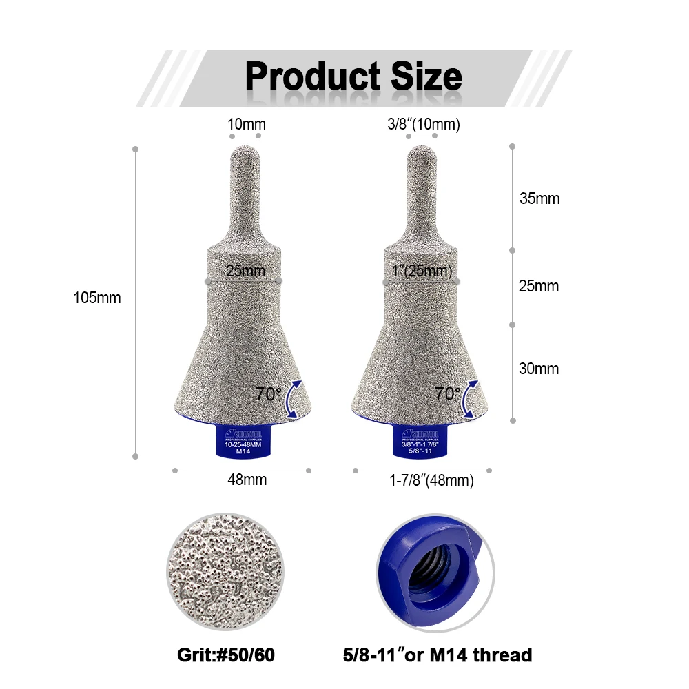 SHDIATOOL M14 Tile Chamfer Milling Finger Diamond Bit Marble Quartz Ceramic Granite Edg Existing Hole Saw Shaping Enlarge Bevel