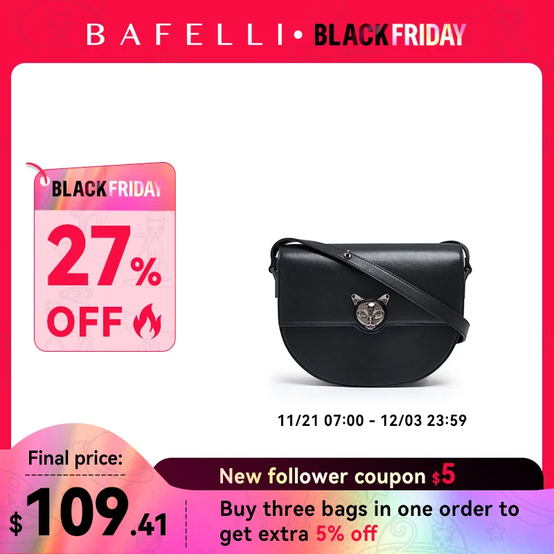 BAFELLI WOMEN'S 2023 NEW LUXURY GENUINE LEATHER FASHION CROSSBODY CAT BAGS FEMALE CASUAL STYLISH SADDLE SHOULDER PURSE BRAND