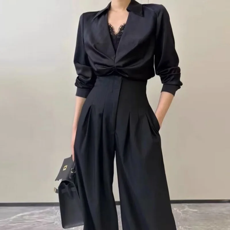 Office Ladies Ultra High Waist Wide Leg Pants Straight Drooping Spring Summer All-Match Long Suit Pants Casual Mopping Trousers - Image 3