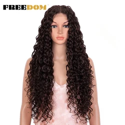 FREEDOM Synthetic Lace Front Wig Long Curly Wig 30 inch Ombre Blonde Ginger Lace Wigs For Black Women Cosplay Wigs