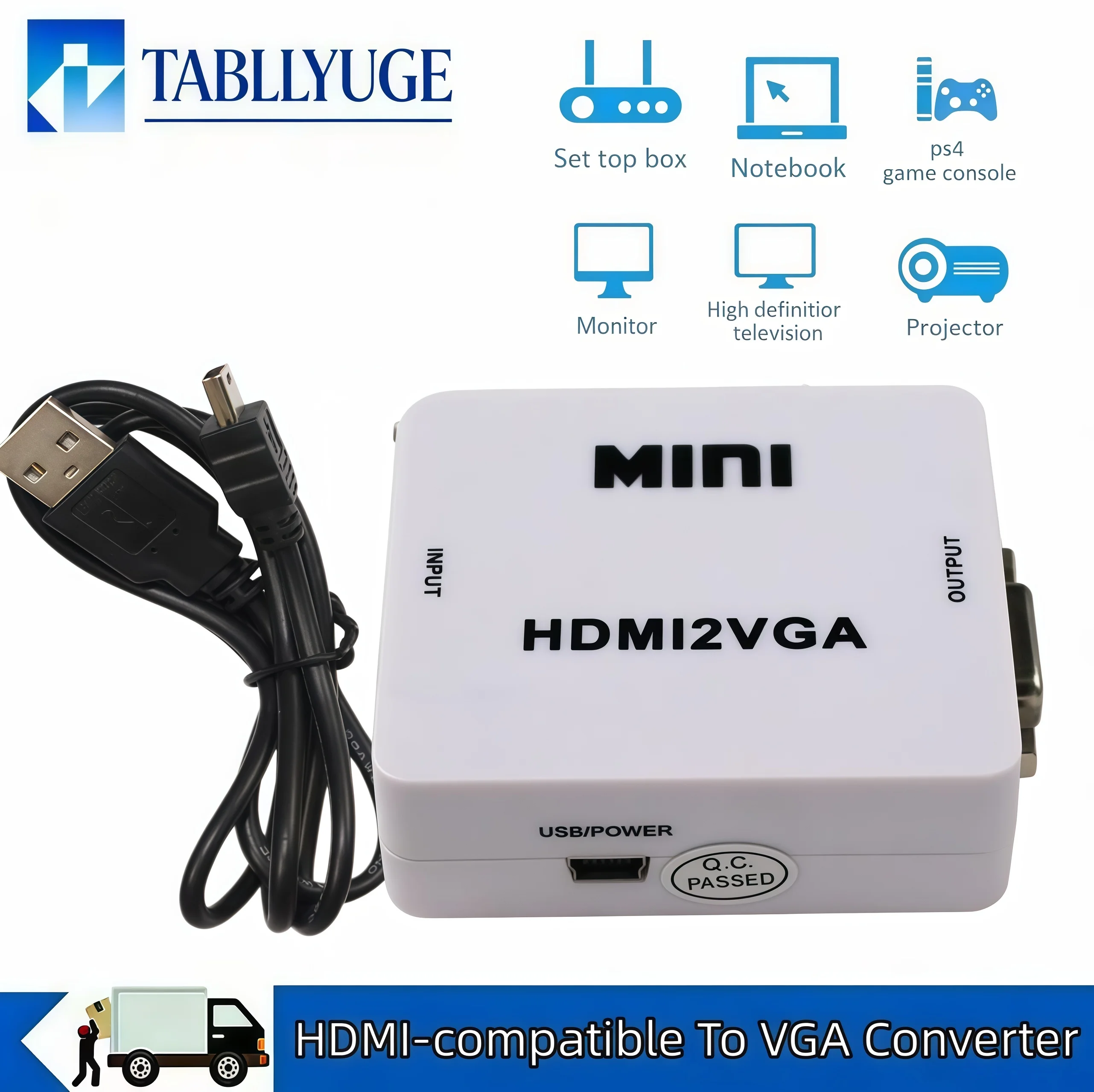Mini HDMI to VGA Converter with Audio  HDMI to VGA 1080P Adapter Connector  Suitable for Computers Laptops HD TVs and Project