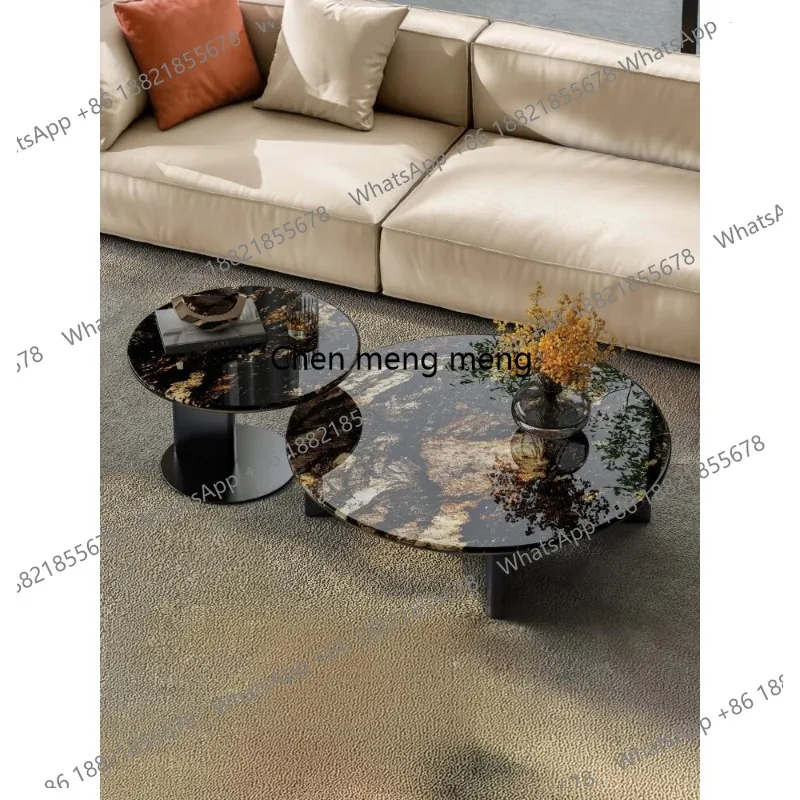 

Luxury Stone Coffee Table Living Room Furniture Italian Stone High Hard Wear Resistant Eco Resin Protection Stainless Steel Base