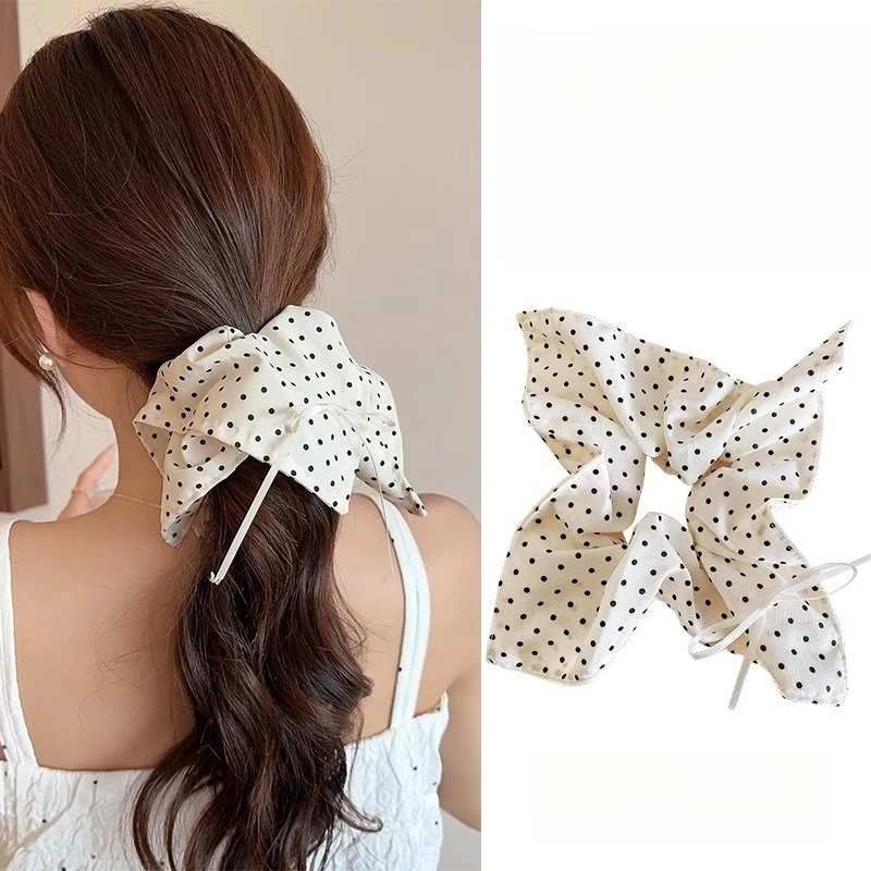 

Polka dot bow square large intestine hair band headgear head flower hair rope square towel hair accessories headband