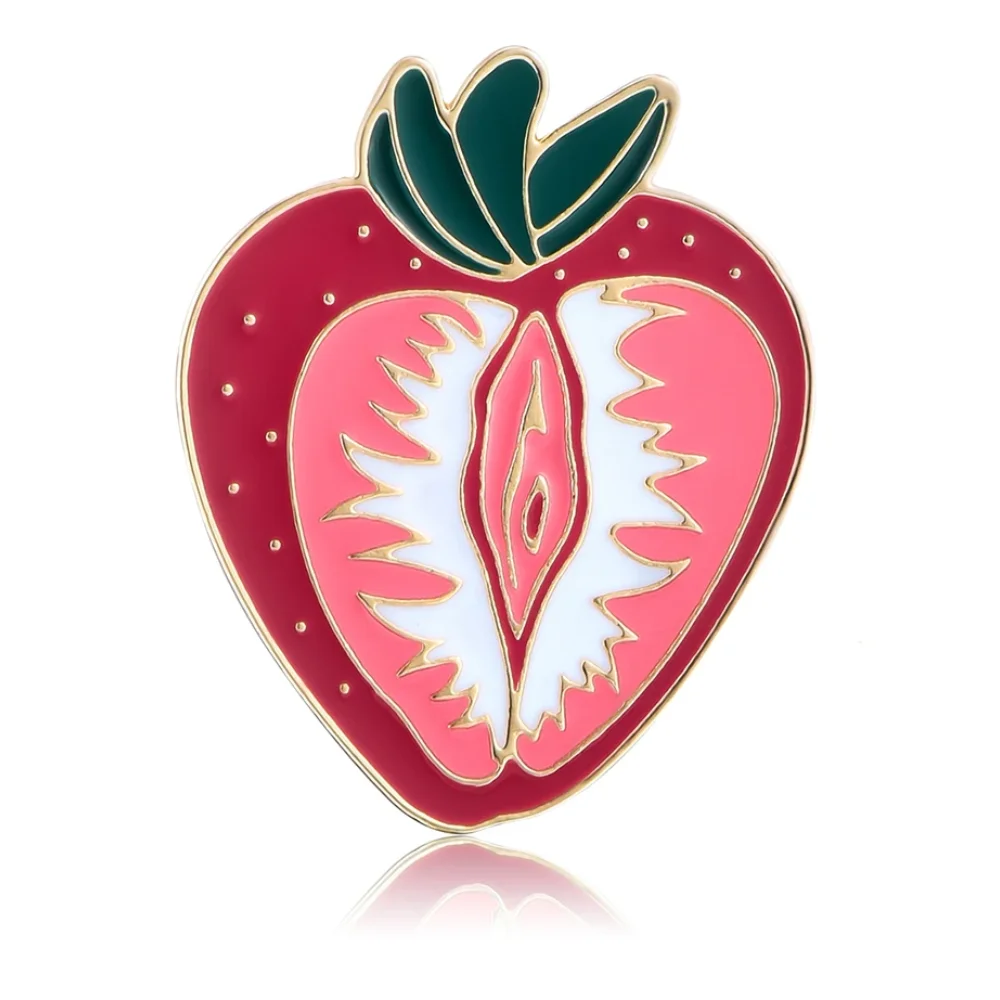 Funny Strawberry Uterus Enamel Pins Medical Lapel Backpack Hat Brooch Badge Feminism Jewelry for Women Girls