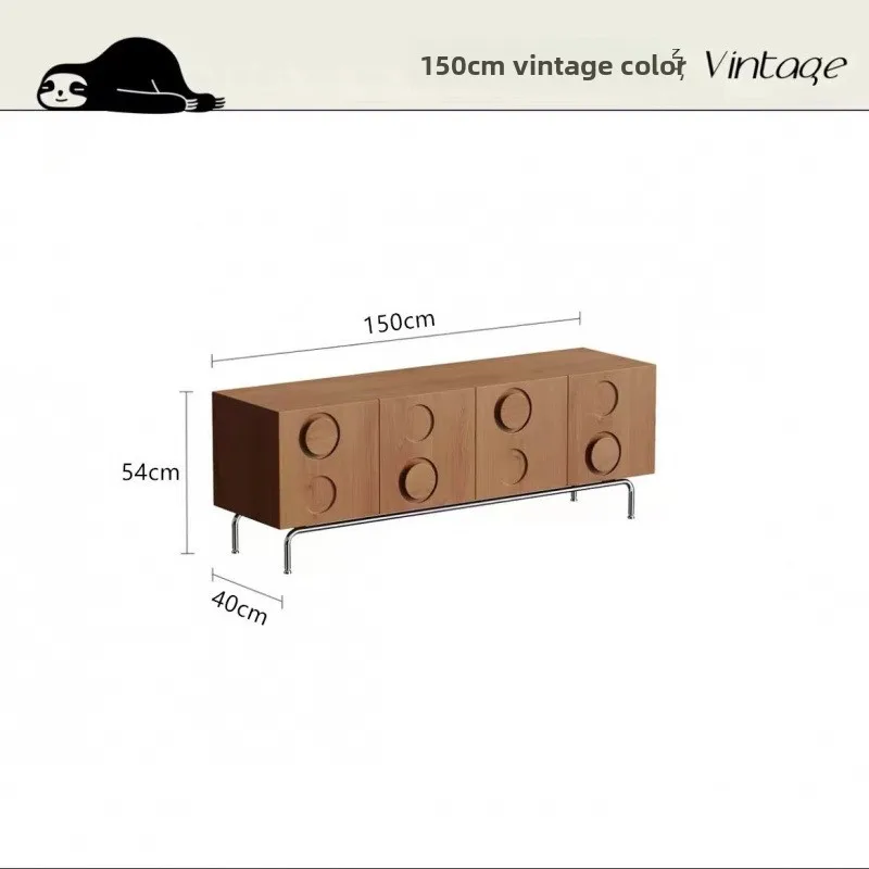 

Retro TV Cabinet Modern Simple Solid Wood French Fashion Cream Wind Floor Side Cabinet Small Apartment Living Room New