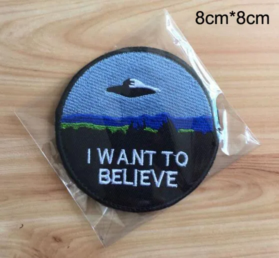 I Want To Believe Leave Earth UFO Astronaut Patch Embroidered Tactical Badge Hook Loop Patch for Jacket Jeans Bag Backpack DIY