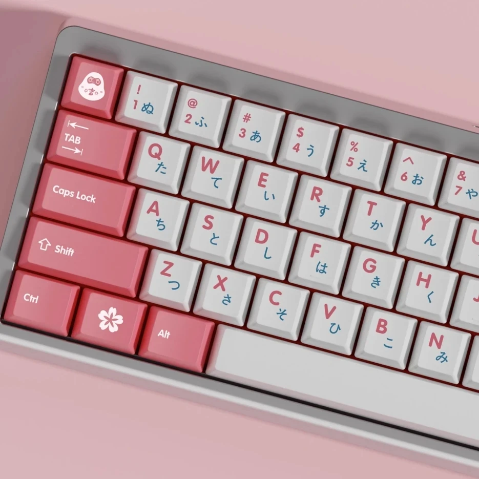 1 Set GMK Sakura PInK White Keycaps PBT Dye Subbed Key Caps For 61 64 68 84 96 104 Layout Mechanical Keyboard Cherry Profile