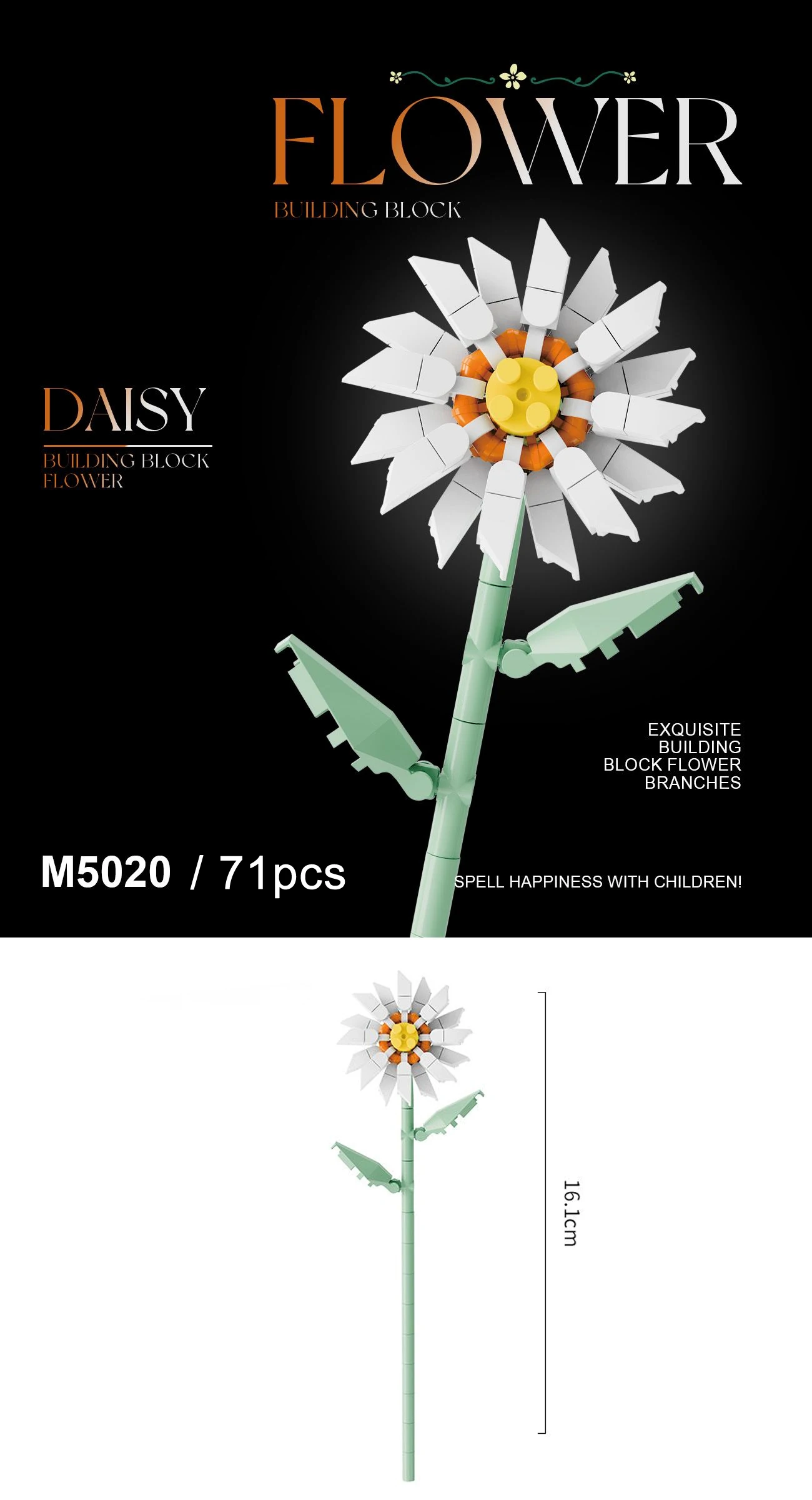 Baustein-Blumenset, DIY-Blumendekorations-Kit, geeignet für Tischdekoration und Raumaccessoires – eine perfekte Geschenkidee – Detail 11