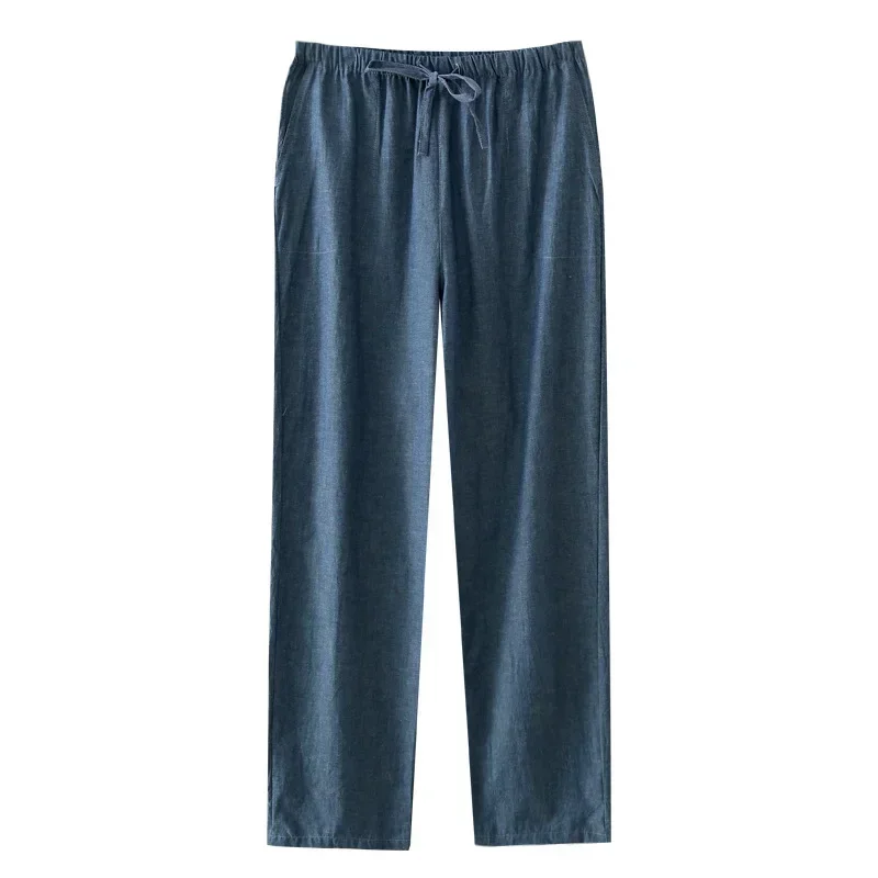 새로운 남성 가을 잠옷 바지 남성 느슨한 편안한 통기성 씻어 코튼 홈 바지 청소년 간단한 느슨한 캐주얼 바지 남성