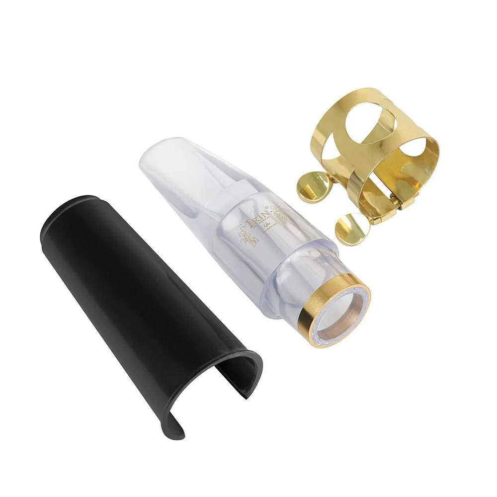 

3Pcs Alto Saxophone Flute Head Set with Flute Head Transparent ABS+Cap+Clip Sax Parts Set Woodwind Instrument Accessories