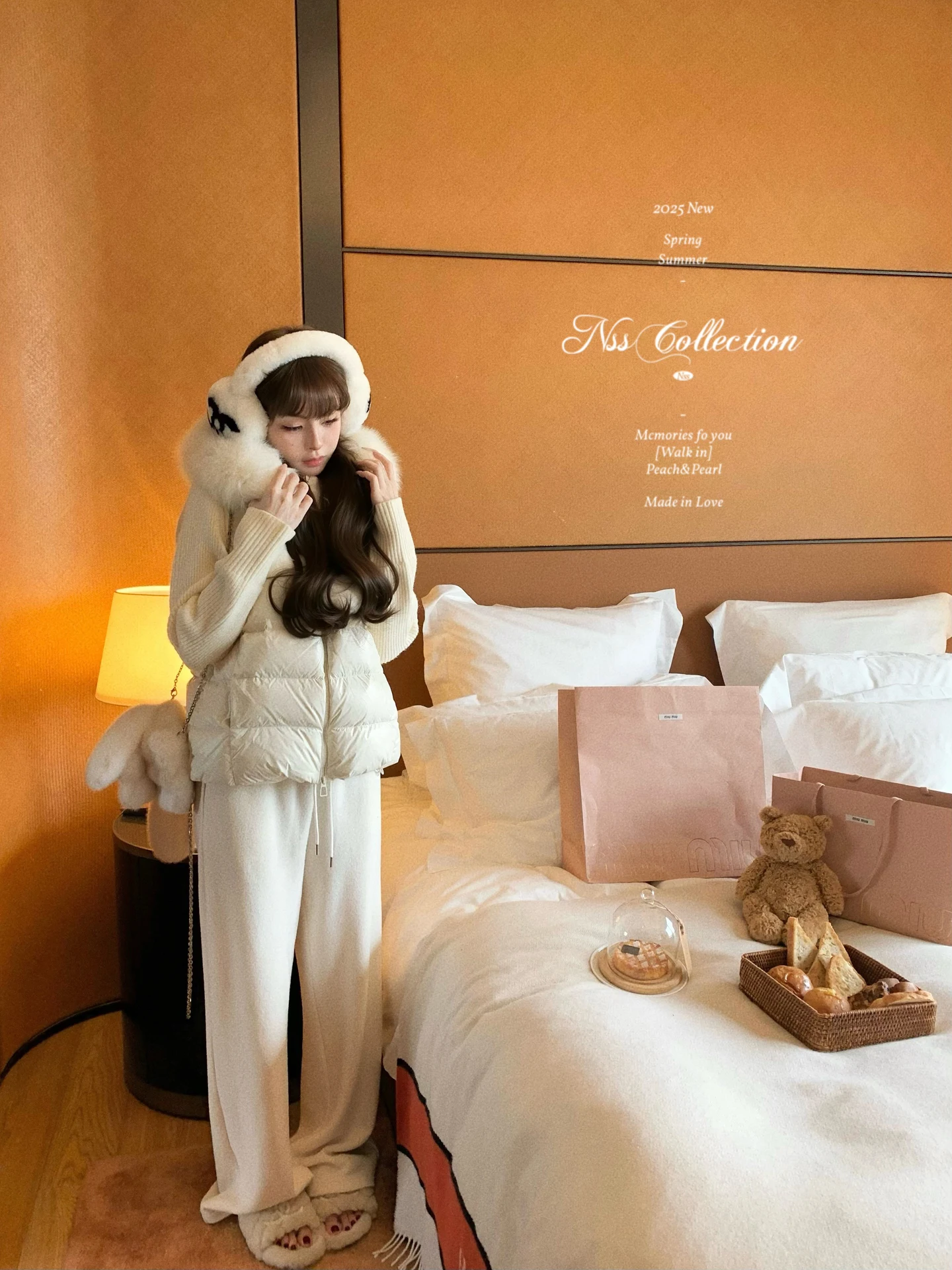 

True Fur Collar Knitted Patchwork Hooded down Jaet White Du down Regular Fit Warm Gentle Sle Zipper Closure Ladies ...