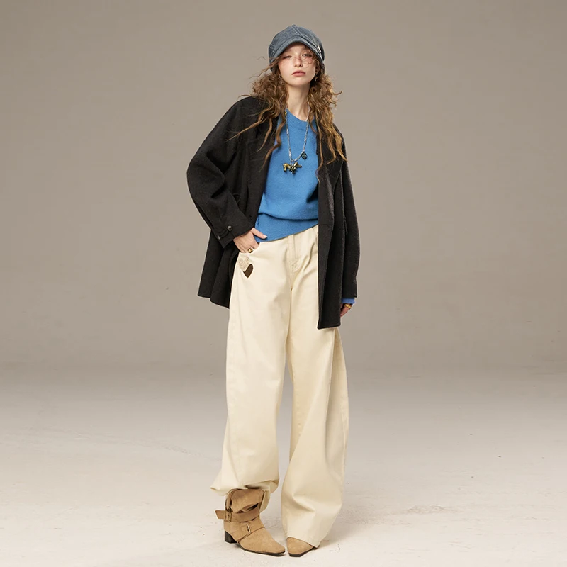 

ELFSACK 2025, осенние новые поступления, повседневный классический вязаный свитер с небольшим узором и рукавами-фонариками для женщин