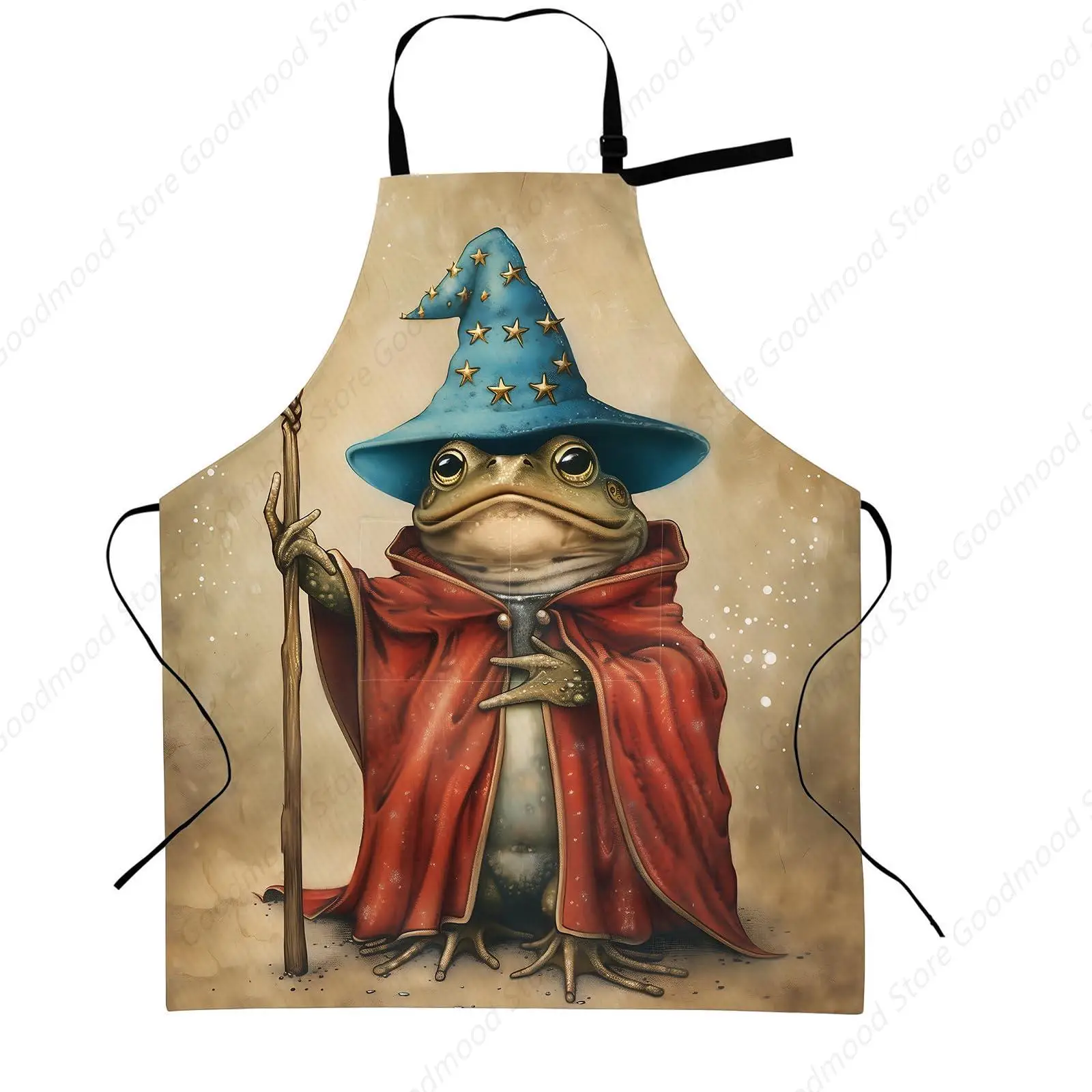 

Wizard Frog Apron with Adjustable Neck Strap,Witch Magical Kitchen Aprons with 2 Pockets for Women