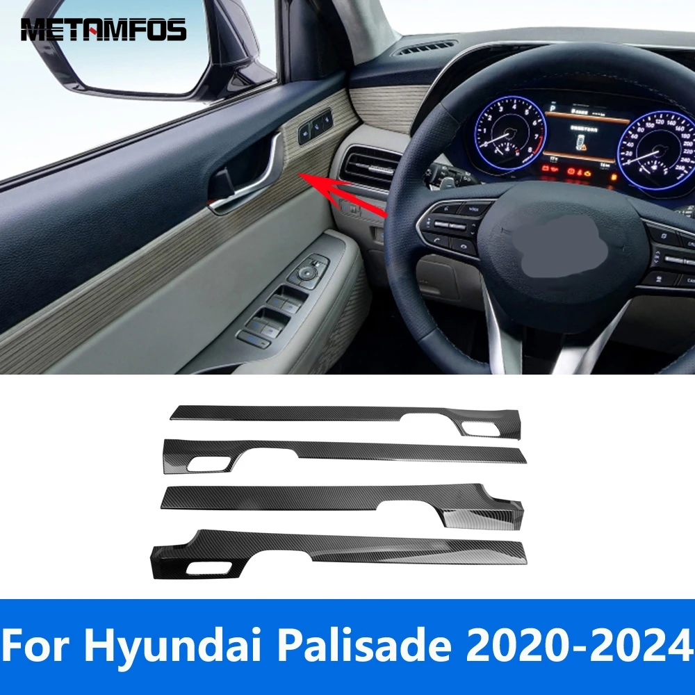 Car Accessories For Hyundai Palisade 2020 2021 2022 2023 2024 Carbon Fiber Interior Door Handle Bowl Panel Strip Molding Trim