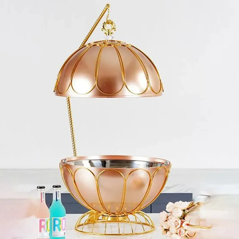 8L Stainless Steel Luxury Electric Chafing Dish Buffet Set With Food Warmer Round Gold Design For Catering