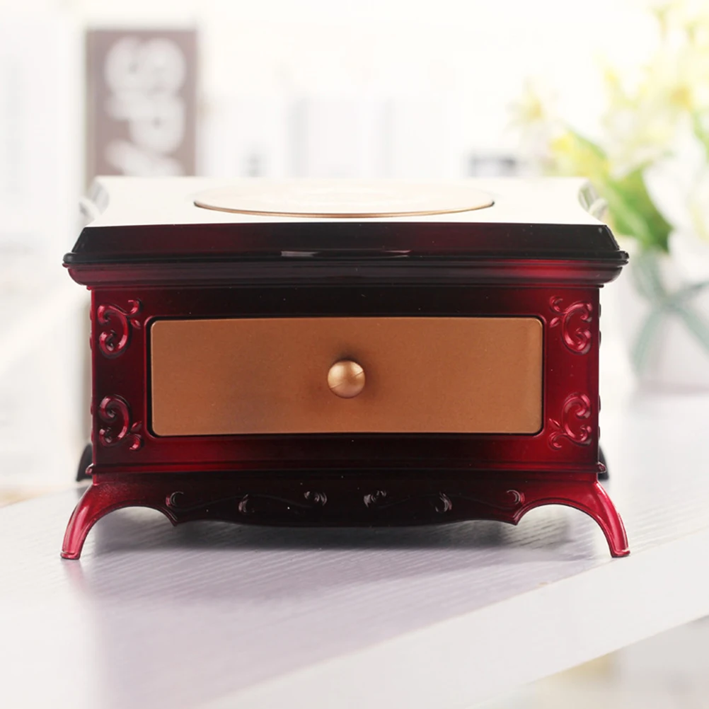 

Creative Plastic Jewelry Box Music Box Storage Case Dresser for Little Girls Premium Play Melody Gift Red
