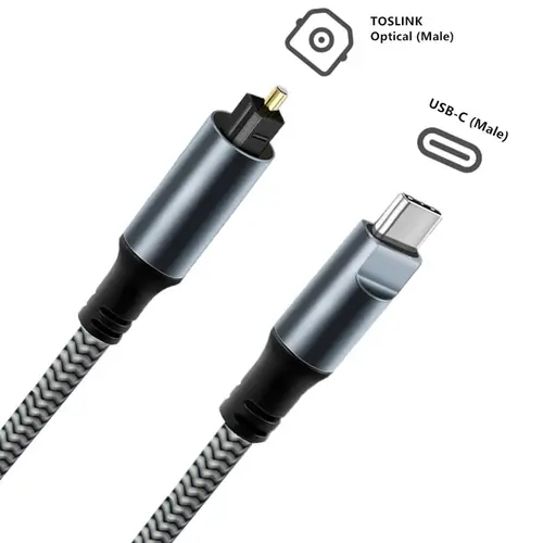 Imagen 2 del producto 1,2 m 1,8 m 3 m 4,5 m USB-C macho a fibra óptica TOSLINK macho admite salida de Audio Digital en dispositivos USB-C SPDIF