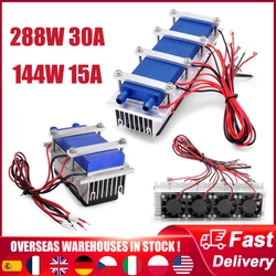 Enfriador termoeléctrico Peltier de 144W/288W, 12VDC 30A Semiconductor de sistema de refrigeración, Kit de bricolaje para ventilador de aire acondicionado