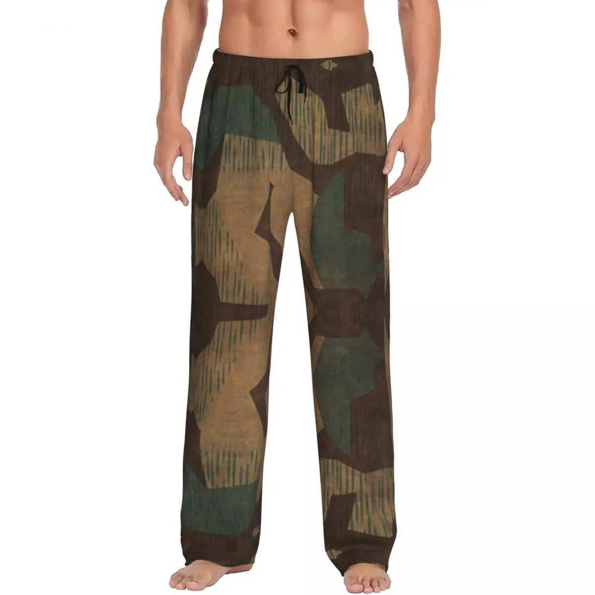 Custom Splintertarn German WW2 Camouflage Pajama Pants Men Military Army Tactical Camo Sleepwear Lounge Sleep Bottoms Stretch