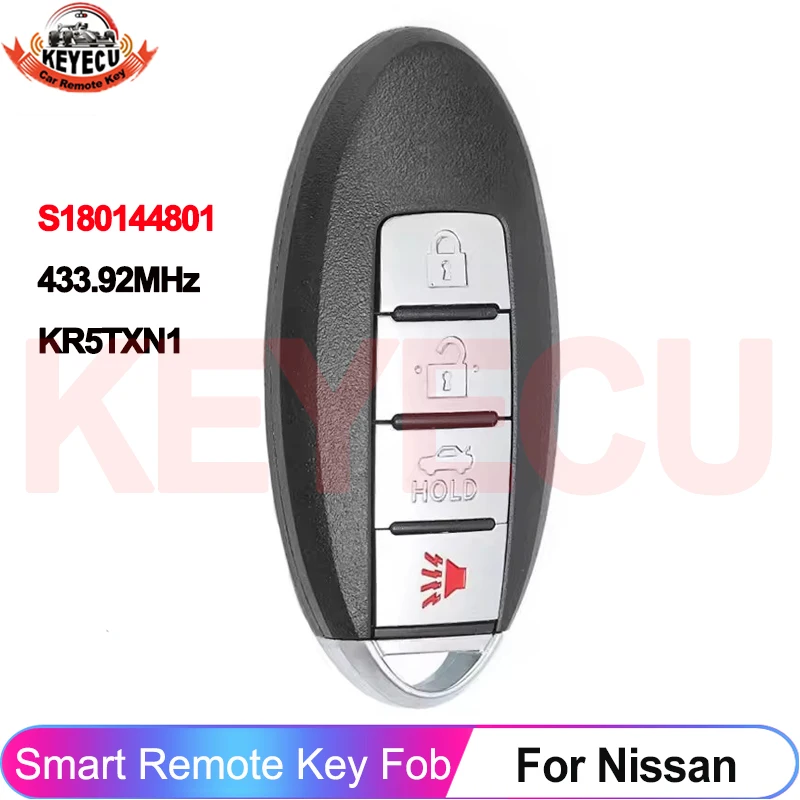 

KEYECU Smart Keyless S180144801 для Nissan Altima Versa 2019 2020, 433 МГц, 4A, чип, дистанционный автомобильный брелок 285E3-6CA1A FCC ID: KR5TXN1
