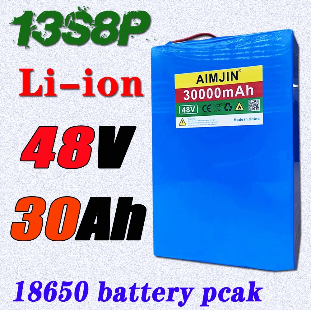 48V 30000mAh Battery 18650 13S8P Lithium Battery Pack 1000W Bicycle Battery with Built-in 50A BMS