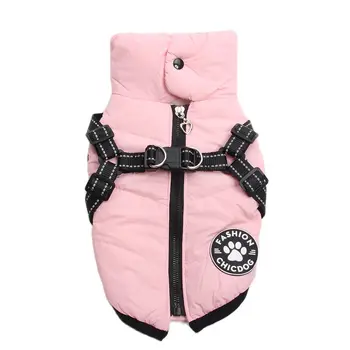 Cappotto per cani e gatti Giacca Gilet per animali Pettorina per cani Design con cerniera Felpe con cappuccio calde per cuccioli 4 colori