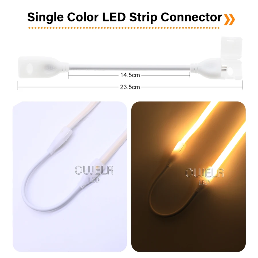 220V COB LED Strip Wire Connector EU Plug 2pin No Dark Area Connector  L Shape Tape Clip Accessory Light Fixed Clamps tail plug view 5