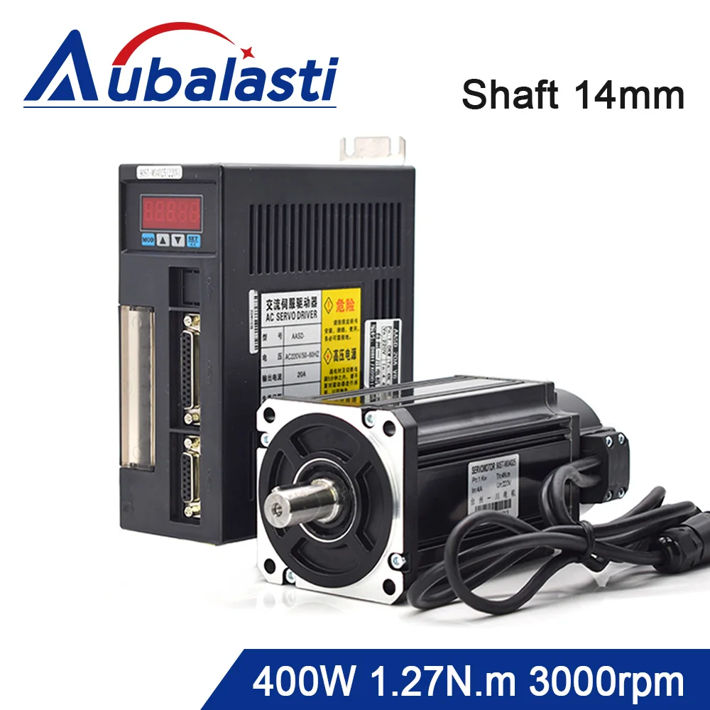 Aubalasti 400W AC Servo Motor Kits 60ST-M01330 1.27N.m 220V 3000RPM Permanent Magnet Match Driver AASD-15A for CNC Engraving