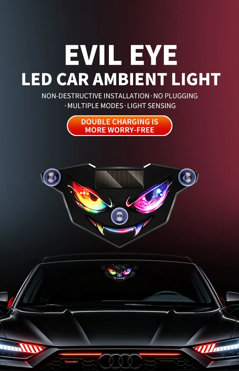Neue Devil's Eye Ultra Helle Solarbetriebene Autoleuchte LKW LED-Leuchte Seitenleuchte Auto-Heckscheiben-Flexibles LED-Warnlicht – Detail 1