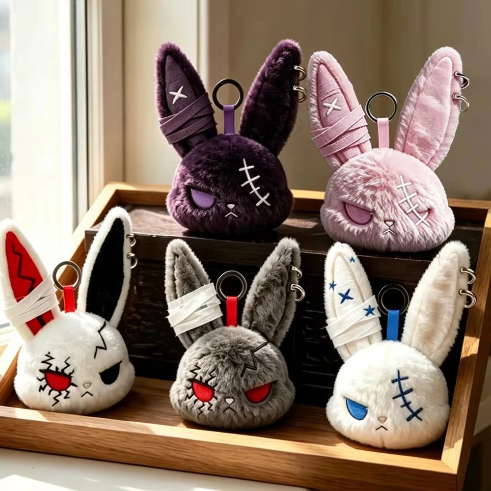 Halloween-Party-Dekoration Gotischer Hasen-Plüsch-Schlüsselanhänger Kaninchen-Design Kawaii Niedlicher Schlüsselring Geburtstagsgeschenk Gastgeschenk