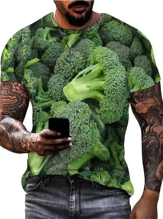 Funny Cabbage Lettuce T-Shirts Vegetable 3D Print Men Women Short Sleeve T Shirt Harajuku Y2K Tops Oversized Tees Men's Clothing