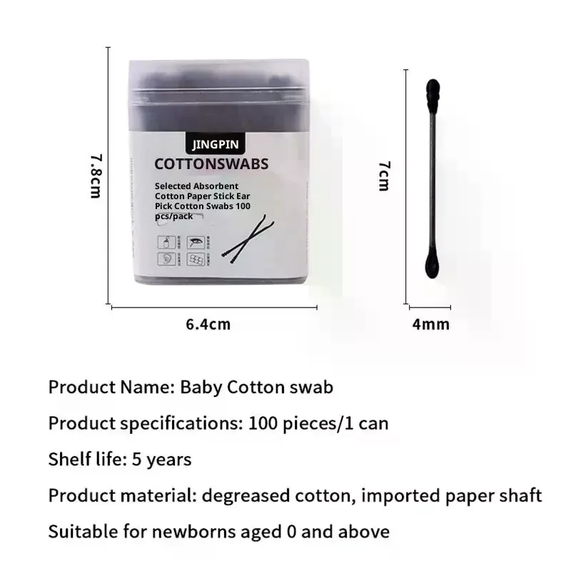 100 قطعة/صندوق مزدوج الرأس أعواد قطنية عصا الأذن ملعقة الأذن ماكياج نظيف مانيكير مسحات القطن أدوات تنظيف المتاح