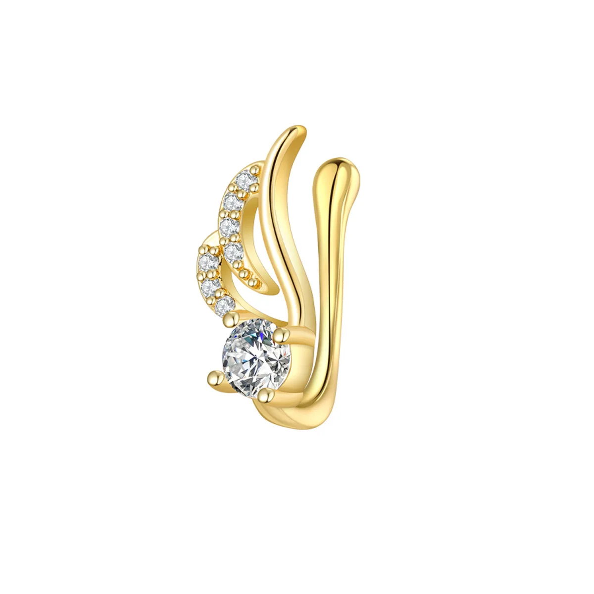 Perhiasan Tindik Hidung Palsu Tembaga Berkualitas Tinggi dengan Manset Hidung CZ Tidak Ada Klip Tindik Pada Cincin Hidung untuk Wanita Tindik Palsu