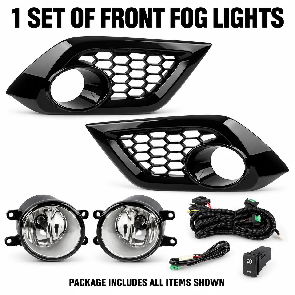 Fog Light Kit for 2016 Scion iM 2017-2018 Toyota Corolla iM with Bezel, Wiring Harness and Switch for Drivers and Night Driving