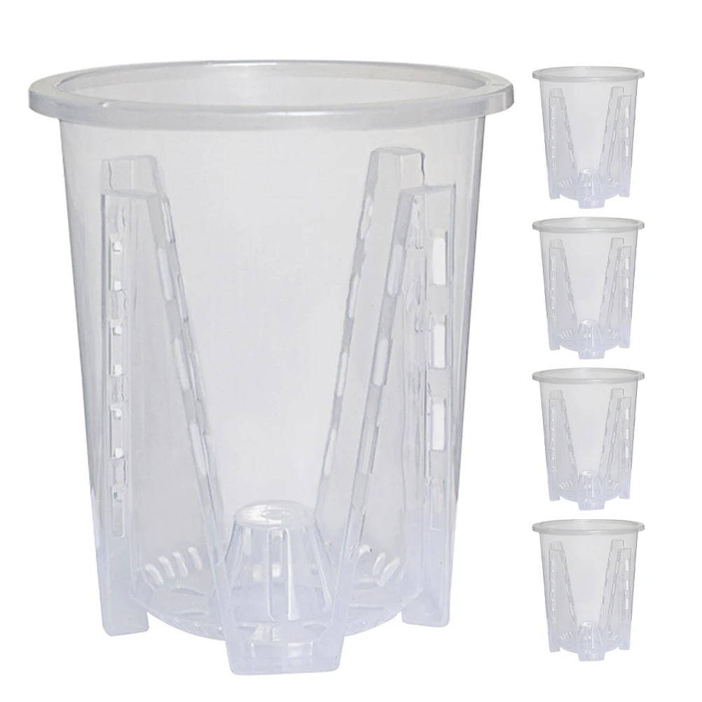 

5pcs Clear chid Pots Holes Phalaenopsis Root Control Small Indoor Planters PP Material Smooth Surface Plastic Deep pots