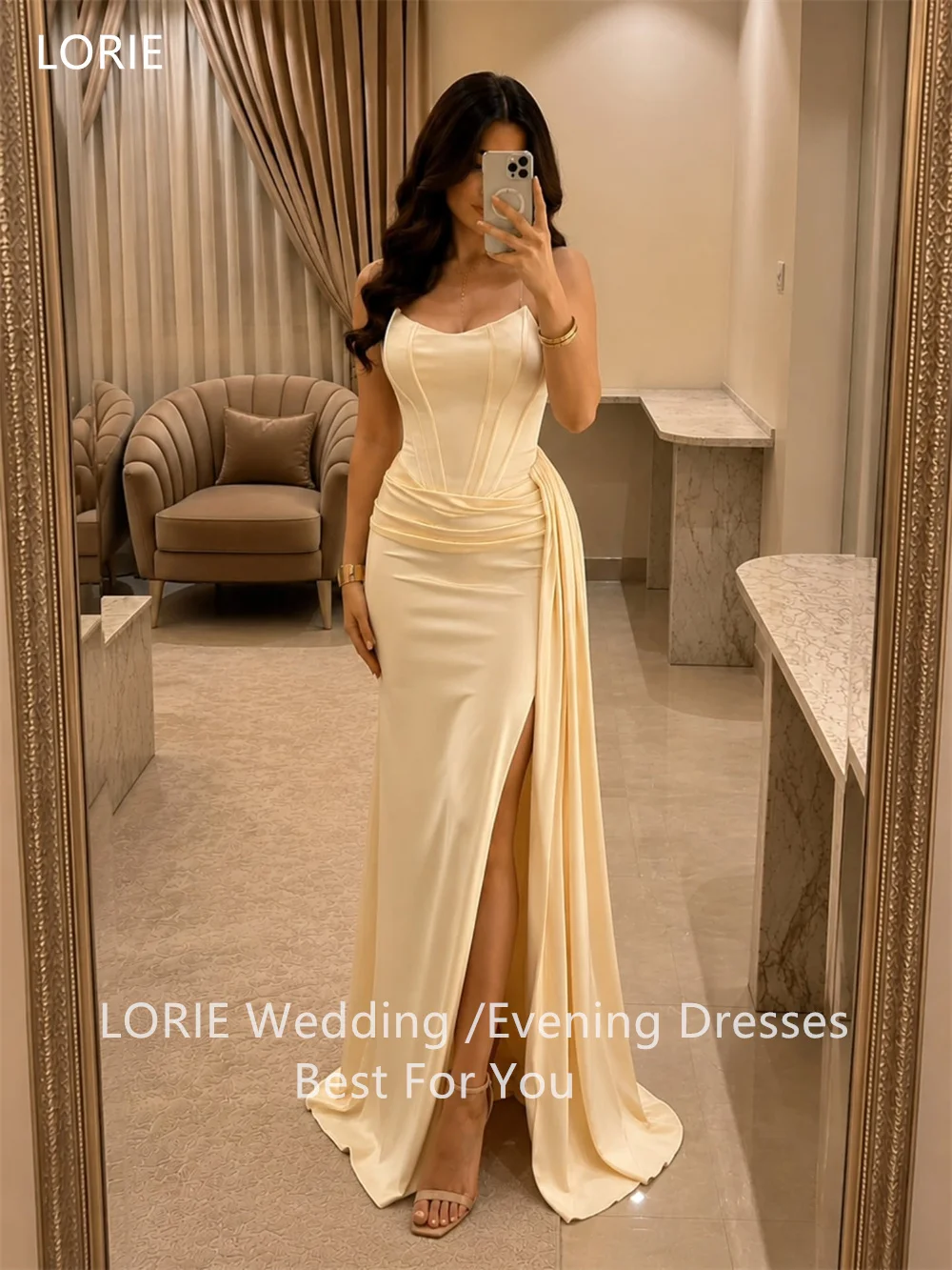 LORIE Elegant Mermaid Prom Dresses Side Silt Sleeveless Evening Dress Tighten The Waist Evening Party Gown 2026 Customized