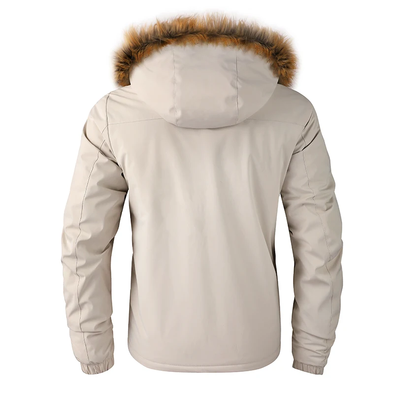 Chaqueta cortavientos gruesa de forro polar para hombre, parka con Cuello de piel, desmontable, impermeable, a la moda, invierno, 2022