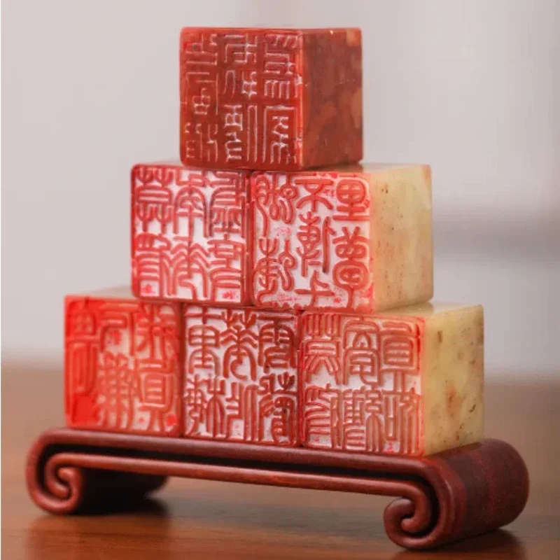 Natural Stone Carving Calligraphy Works Finished Stamp Seal Chinese Painting Stamp Ancient Style Book Collection Custom Sellos - view 6